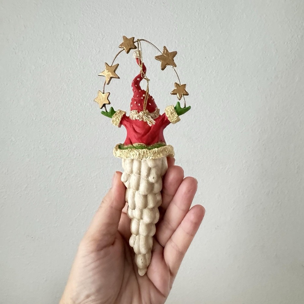 Vintage‎ Y2k Santa Claus Elf Long Teardrop Year 2000 Icicle Christmas Ornament - Picture 3 of 4